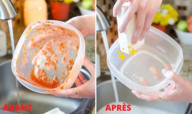 quitar la mancha de salsa de tomate caja de plástico