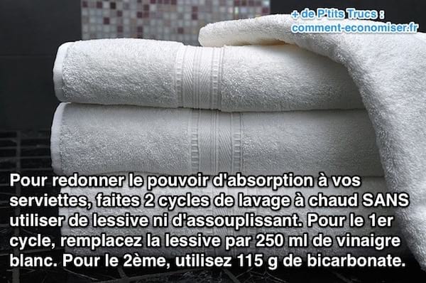 Use white vinegar and baking soda to restore the absorbent power of the towels