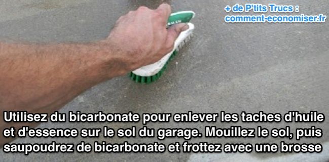 Use bicarbonato de sódio para remover manchas de óleo e gasolina do chão da garagem