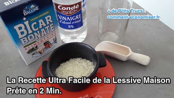 Mix hot water, baking soda, vinegar and Marseille soap shavings to make homemade laundry