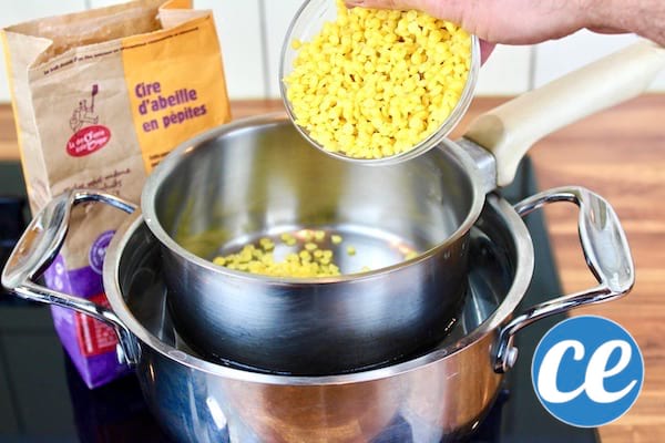 Beeswax that melts in a double boiler.