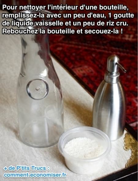 Cómo limpiar el interior de una botella con arroz crudo