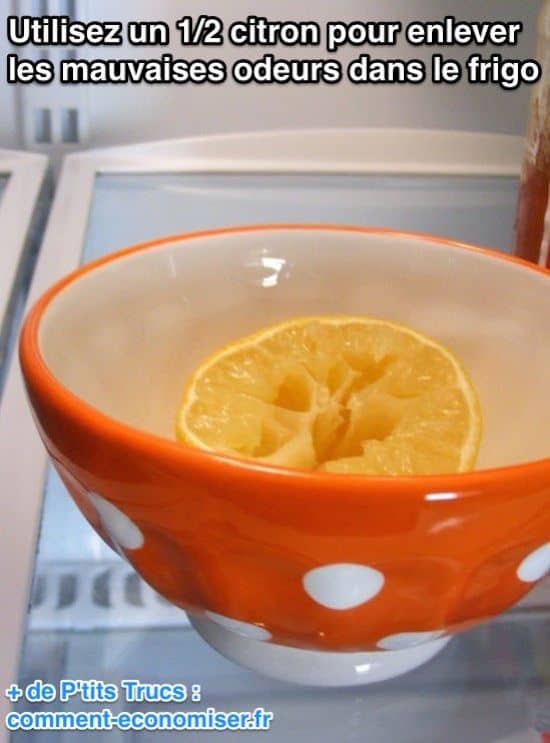 Use medio limón para eliminar los olores del refrigerador.