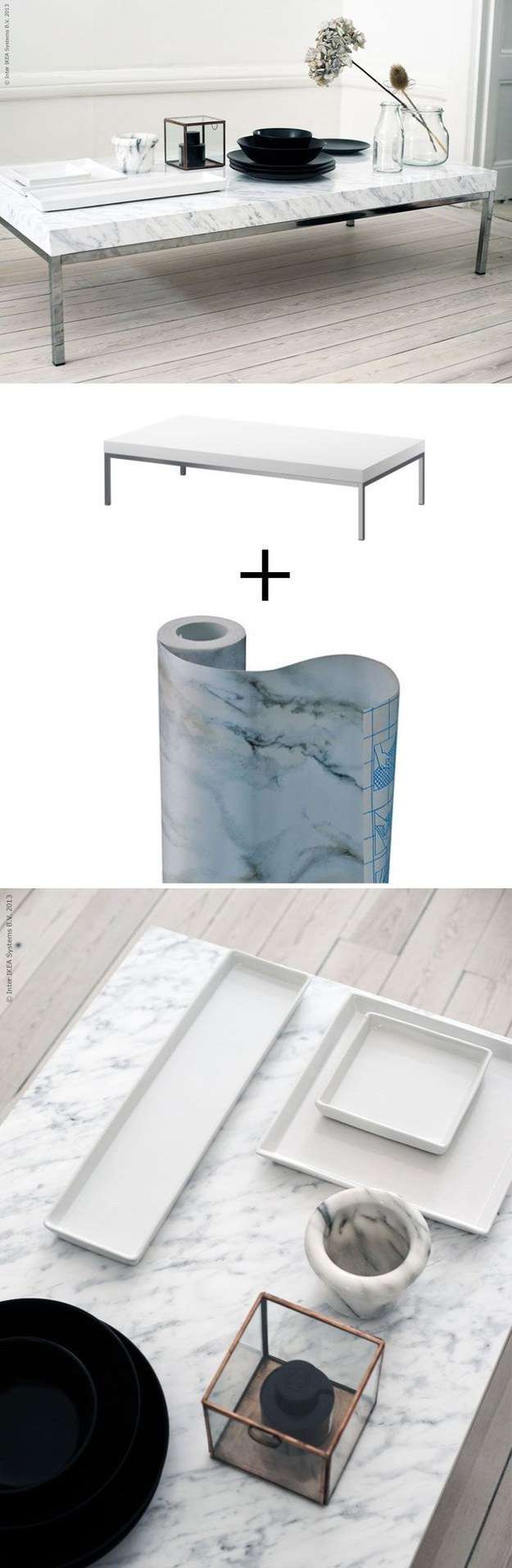 Enganxeu paper de marbre sobre una taula d'Ikea