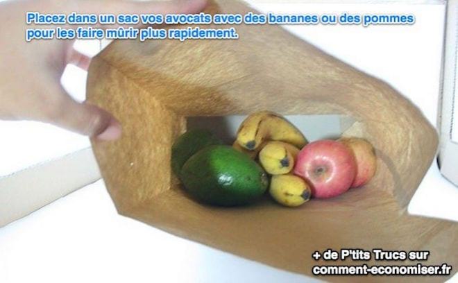 coloque sus aguacates en una bolsa con plátanos o manzanas para que maduren más rápido