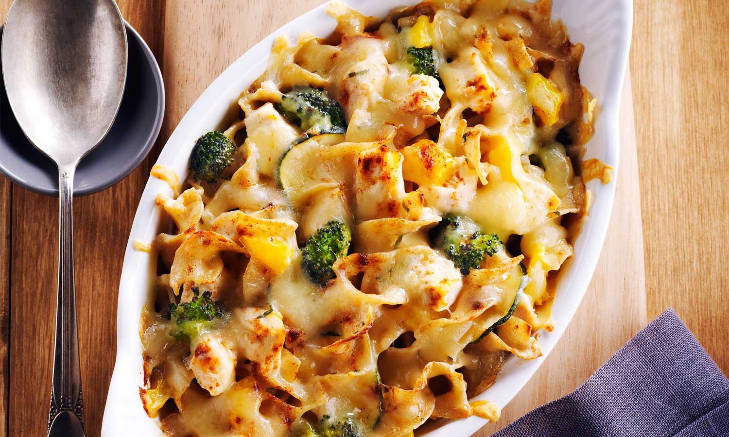 Quick and Easy Recipe: Chicken and Broccoli Gratin with Cheese.