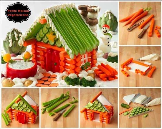 como hacer una casa de verduras para navidad