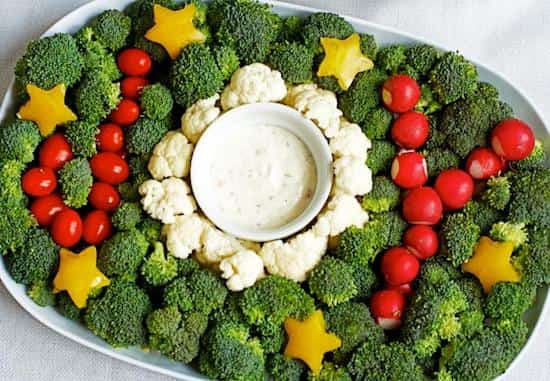 presentación de verduras vegetarianas para navidad