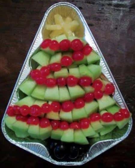 presentación de frutas para la mesa navideña