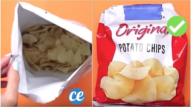 De truc om een ​​pakje chips te sluiten zonder klemmen en zonder stropdassen