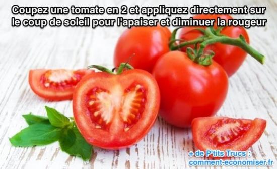 Lõika tomat pooleks ja kandke otse päikesepõletuskohale, et seda rahustada ja punetust vähendada
