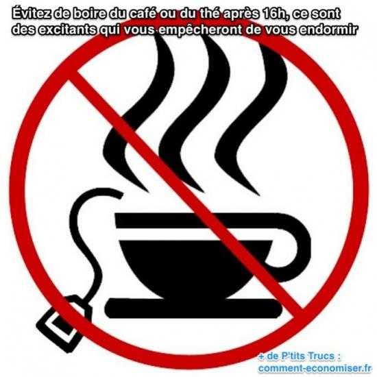 Izvairieties no kafijas vai tējas dzeršanas pēc pulksten 16:00, tie ir stimulanti, kas neļaus aizmigt.