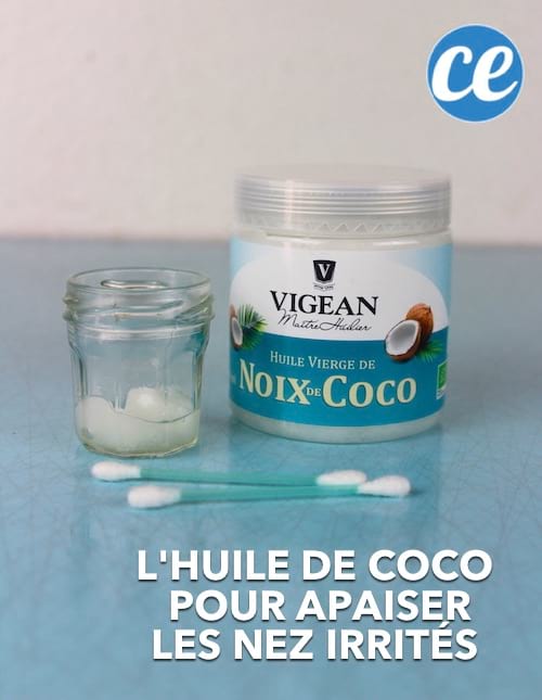 L'oli de coco és un excel·lent remei per a les fosses nasals irritades.
