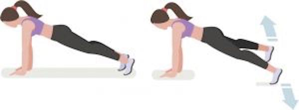 Entrenament abdominal en 6 min: per tenir un ventre pla i uns abdominals musculosos, fes l'exercici de la planxa amb petits salts.