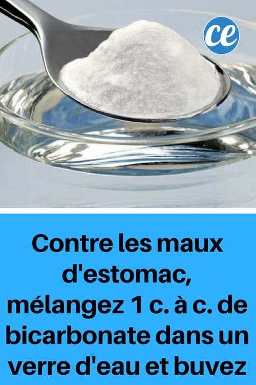 El bicarbonato de sodio disuelto en un vaso de agua es un remedio eficaz para los dolores de estómago.