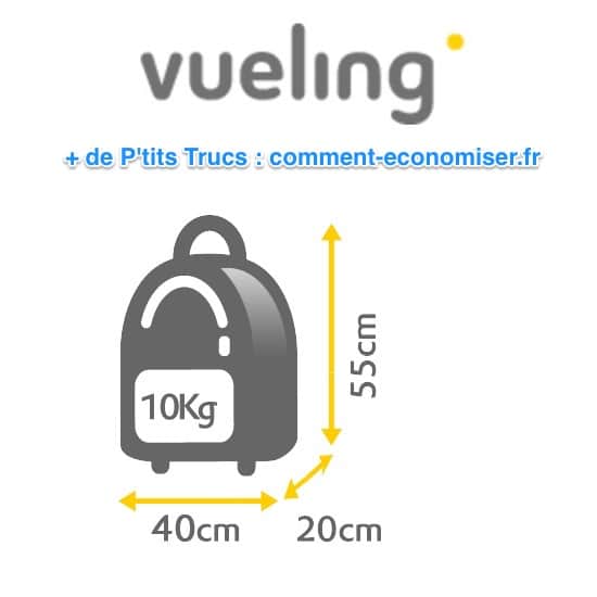 Dimensions de l'equipatge de mà gratuït de Vueling
