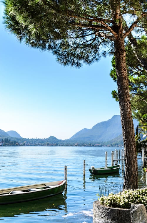 Vista del lago de Lugano en Suiza